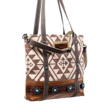 OHLAY KB369 TOTE Upcycled Wool Canvas Genuine Leather women bag western handbag purse